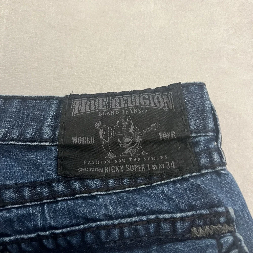 Vintage True Religion Ricky Super T Jeans Men's 36x28 Flap Pocket Raw Hem